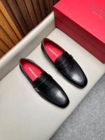 Ferragamo Black calfskin Leather Shoes-Ferragamo Man Business Leather Shoes